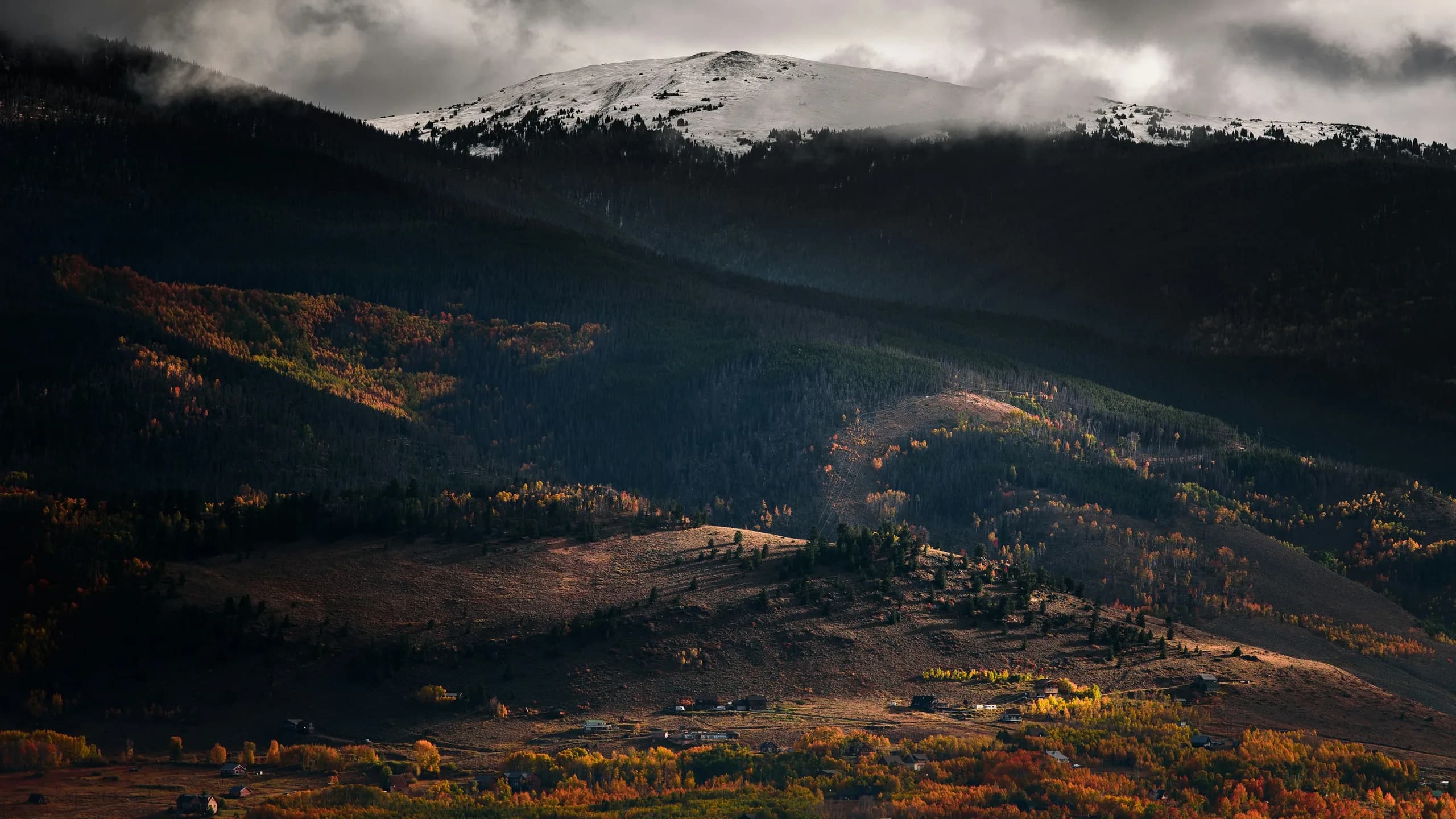 Vista desde lo alto del valle boscoso de Silverthorne
